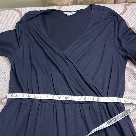 Boden black 3/4 sleeve fixed wrap jersey stretch dress, size 16 long - Picture 9 of 12